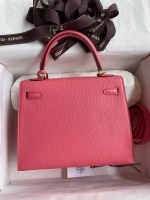 Hermes Kelly Sellier 25 Handmade Bag In Rose Lipstick Mysore Goatskin - Image 9