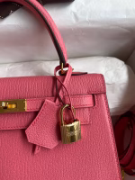 Hermes Kelly Sellier 25 Handmade Bag In Rose Lipstick Mysore Goatskin - Image 2