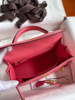 Hermes Kelly Sellier 25 Handmade Bag In Rose Lipstick Mysore Goatskin - Image 3