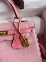 Hermes Kelly Sellier 25 Bicolor Bag in Rose Confetti and Lipstick Mysore Goatskin - Image 5