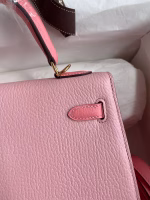 Hermes Kelly Sellier 25 Bicolor Bag in Rose Confetti and Lipstick Mysore Goatskin - Image 3