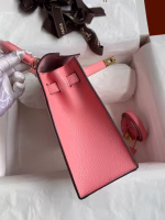 Hermes Kelly Sellier 25 Bicolor Bag in Rose Confetti and Lipstick Mysore Goatskin - Image 4