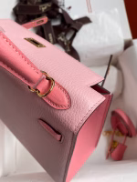 Hermes Kelly Sellier 25 Bicolor Bag in Rose Confetti and Lipstick Mysore Goatskin - Image 2