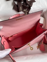 Hermes Kelly Sellier 25 Bicolor Bag in Rose Confetti and Lipstick Mysore Goatskin - Image 7