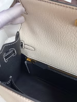Hermes Kelly Sellier 25 Bicolor Bag in White and Black Mysore Goatskin - Image 9