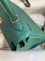 Hermes Kelly Retourne 25 Handmade Bag In Blue Paon Clemence Leather - Image 7