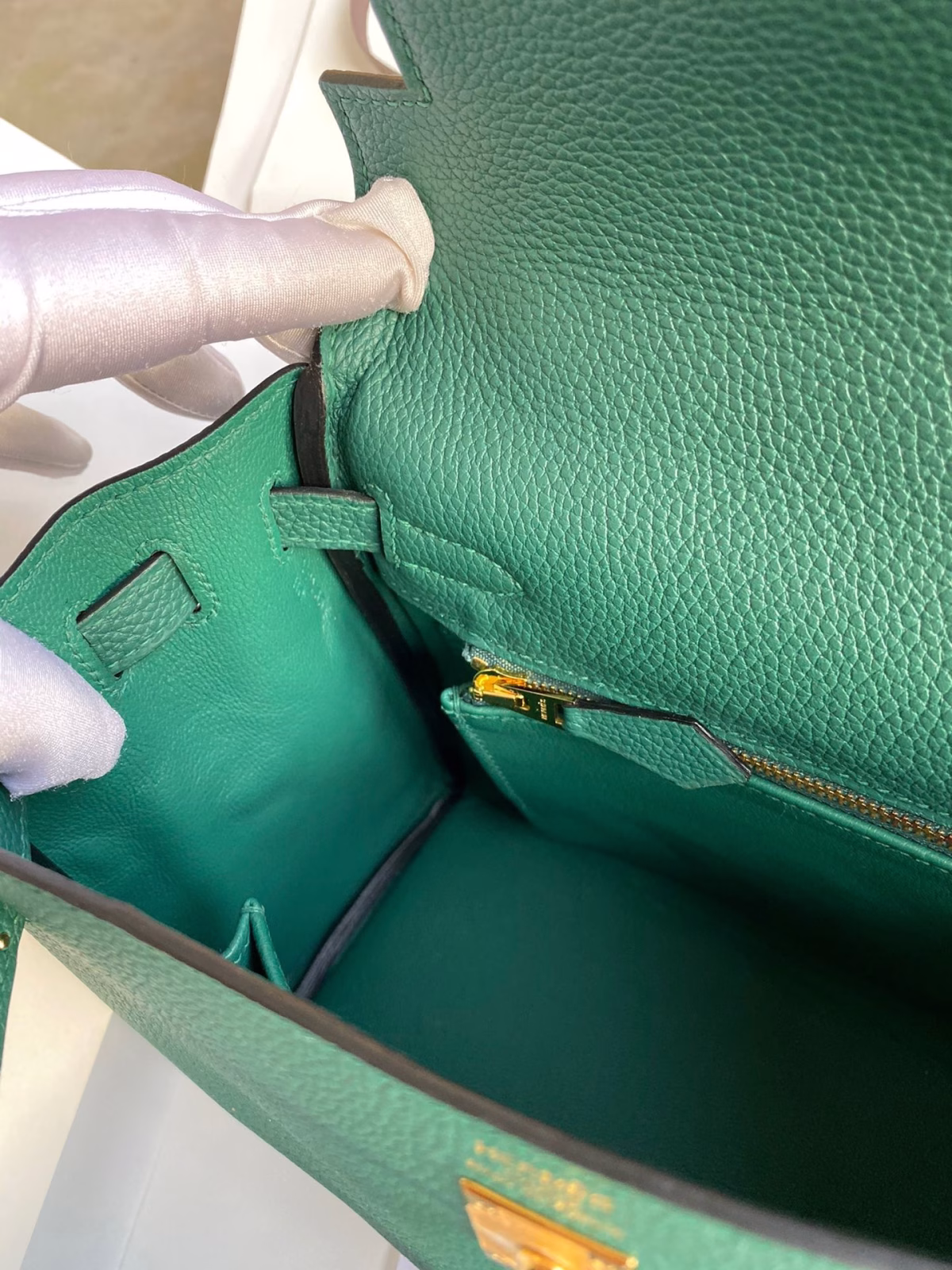 Hermes Kelly Retourne 25 Handmade Bag In Blue Paon Clemence Leather - Image 8