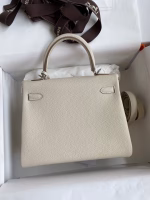 Hermes Kelly Retourne 25 Handmade Bag In Craie Clemence Leather - Image 9