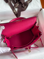 Hermes Kelly Retourne 25 Handmade Bag In Framboise Clemence Leather - Image 2