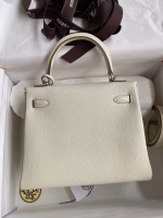Hermes Kelly Retourne 25 Handmade Bag In Mushroom Clemence Leather - Image 6