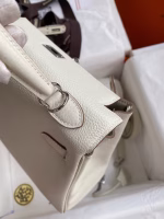 Hermes Kelly Retourne 25 Handmade Bag In Mushroom Clemence Leather - Image 5