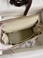 Hermes Kelly Retourne 25 Handmade Bag In Mushroom Clemence Leather - Image 7
