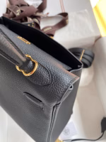Hermes Kelly Retourne 25 Handmade Bag In Black Clemence Leather - Image 8