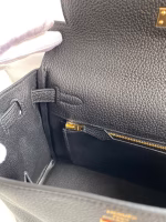 Hermes Kelly Retourne 25 Handmade Bag In Black Clemence Leather - Image 6