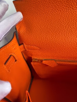 Hermes Kelly Retourne 25 Handmade Bag In Orange Clemence Leather - Image 6