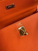 Hermes Kelly Retourne 25 Handmade Bag In Orange Clemence Leather - Image 5