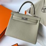 Hermes Kelly Retourne 25 Handmade Bag In Sauge Clemence Leather - Image 6