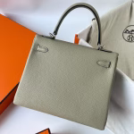 Hermes Kelly Retourne 25 Handmade Bag In Sauge Clemence Leather - Image 7