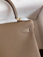 Hermes Kelly Retourne 25 Handmade Bag In Taupe Clemence Leather - Image 2