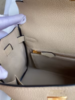 Hermes Kelly Retourne 25 Handmade Bag In Trench Clemence Leather - Image 4
