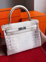 Hermes Kelly Retourne 25 Handmade Bag In Himalaya Crocodile Niloticus Skin - Image 6