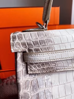 Hermes Kelly Retourne 25 Handmade Bag In Himalaya Crocodile Niloticus Skin - Image 3
