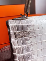 Hermes Kelly Retourne 25 Handmade Bag In Himalaya Crocodile Niloticus Skin - Image 4