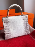 Hermes Kelly Retourne 25 Handmade Bag In Himalaya Crocodile Niloticus Skin - Image 5