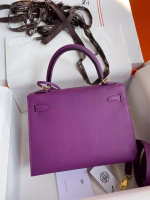 Hermes Kelly Sellier 25 Handmade Bag In Anemone Epsom Calfskin - Image 4