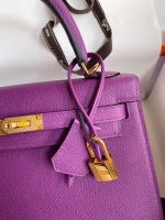Hermes Kelly Sellier 25 Handmade Bag In Anemone Epsom Calfskin - Image 5