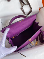 Hermes Kelly Sellier 25 Handmade Bag In Anemone Epsom Calfskin - Image 8