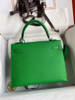 Hermes Kelly Sellier 25 Handmade Bag In Bambou Epsom Calfskin - Image 5