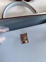 Hermes Kelly Sellier 25 Handmade Bag In Blue Brume Epsom Calfskin - Image 8
