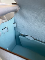 Hermes Kelly Sellier 25 Handmade Bag In Blue Brume Epsom Calfskin - Image 9
