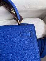 Hermes Kelly Sellier 25 Handmade Bag In Blue France Epsom Calfskin - Image 2