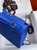 Hermes Kelly Sellier 25 Handmade Bag In Blue France Epsom Calfskin - Image 9