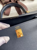 Hermes Kelly Sellier 25 Handmade Bag In Blue Indigo Epsom Calfskin - Image 8