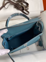 Hermes Kelly Sellier 25 Handmade Bag In Blue Jean Epsom Calfskin - Image 2