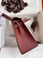 Hermes Kelly Sellier 25 Handmade Bag In Bordeaux Epsom Calfskin - Image 2