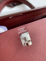 Hermes Kelly Sellier 25 Handmade Bag In Bordeaux Epsom Calfskin - Image 4