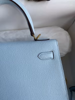 Hermes Kelly Sellier 25 Handmade Bag In Celeste Epsom Calfskin - Image 3