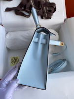 Hermes Kelly Sellier 25 Handmade Bag In Celeste Epsom Calfskin - Image 9