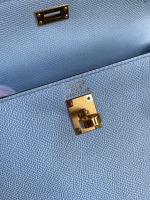 Hermes Kelly Sellier 25 Handmade Bag In Celeste Epsom Calfskin - Image 2