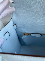 Hermes Kelly Sellier 25 Handmade Bag In Celeste Epsom Calfskin - Image 8