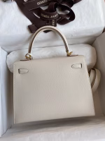 Hermes Kelly Sellier 25 Handmade Bag In Craie Epsom Calfskin - Image 9
