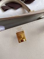 Hermes Kelly Sellier 25 Handmade Bag In Craie Epsom Calfskin - Image 5