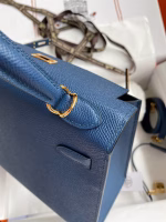 Hermes Kelly Sellier 25 Handmade Bag In Deep Blue Epsom Calfskin - Image 8