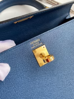 Hermes Kelly Sellier 25 Handmade Bag In Deep Blue Epsom Calfskin - Image 2