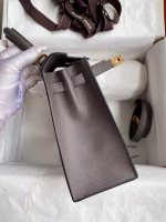 Hermes Kelly Sellier 25 Handmade Bag In Etain Epsom Calfskin - Image 2