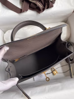 Hermes Kelly Sellier 25 Handmade Bag In Etain Epsom Calfskin - Image 7